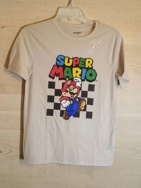 Old Navy Super Mario Graphic Tee - Beige with Multicolor Print